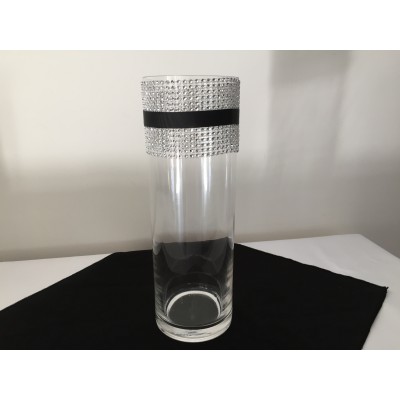 Vase cylindrique en verre transparent 16 po